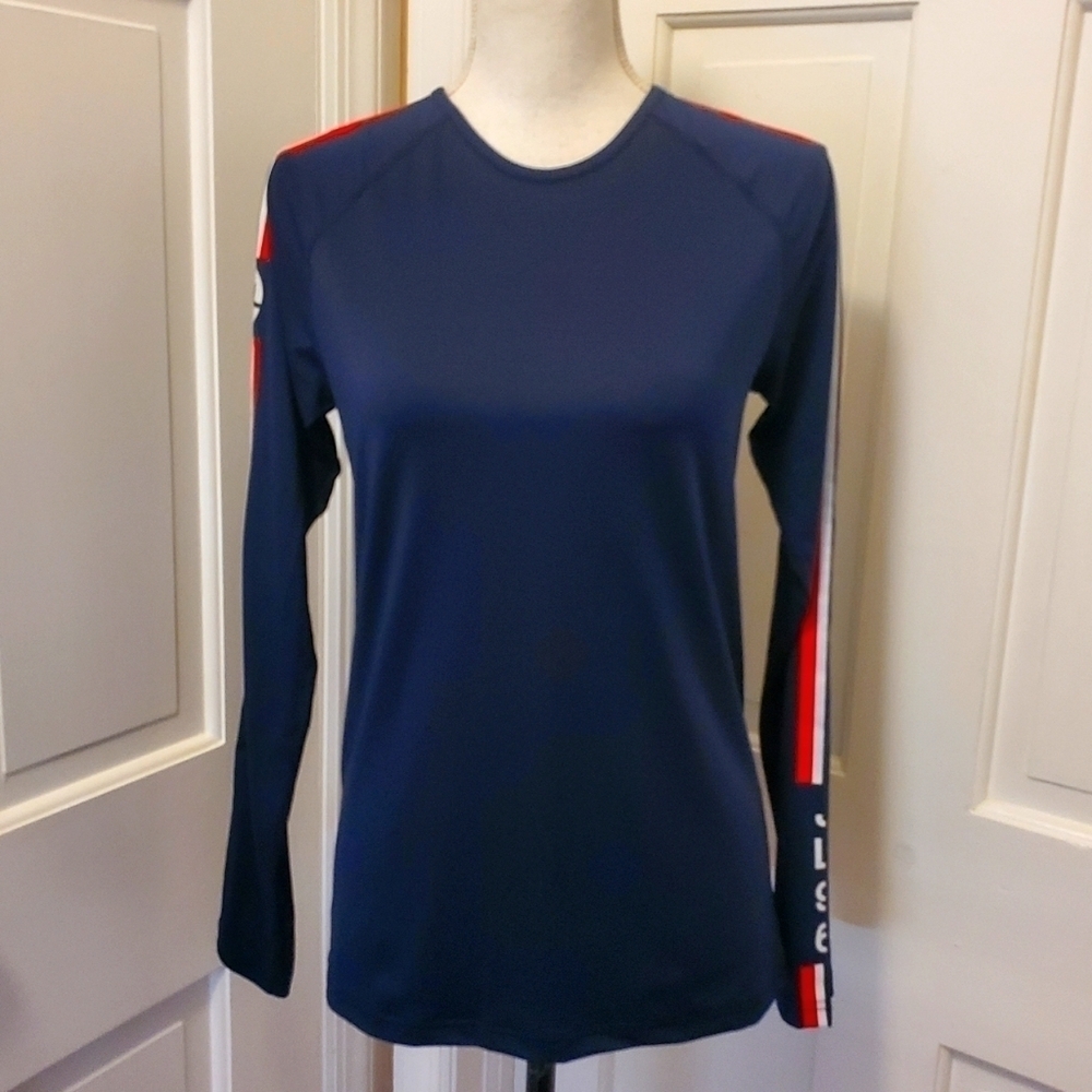 J. LINDEBERG NAVY LONG SLEEVE W Avril Poly Jersey Tee Small